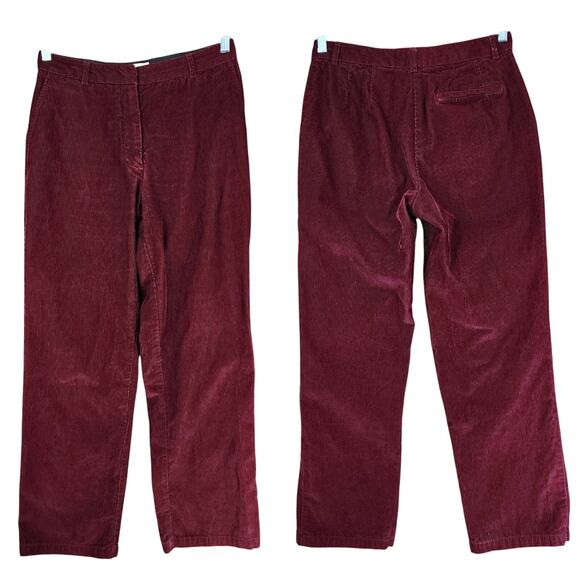 Eddie Bauer Corduroy Trousers 8P Petite‎ Women Burgundy Red Straight Leg 28x28 - Picture 1 of 10